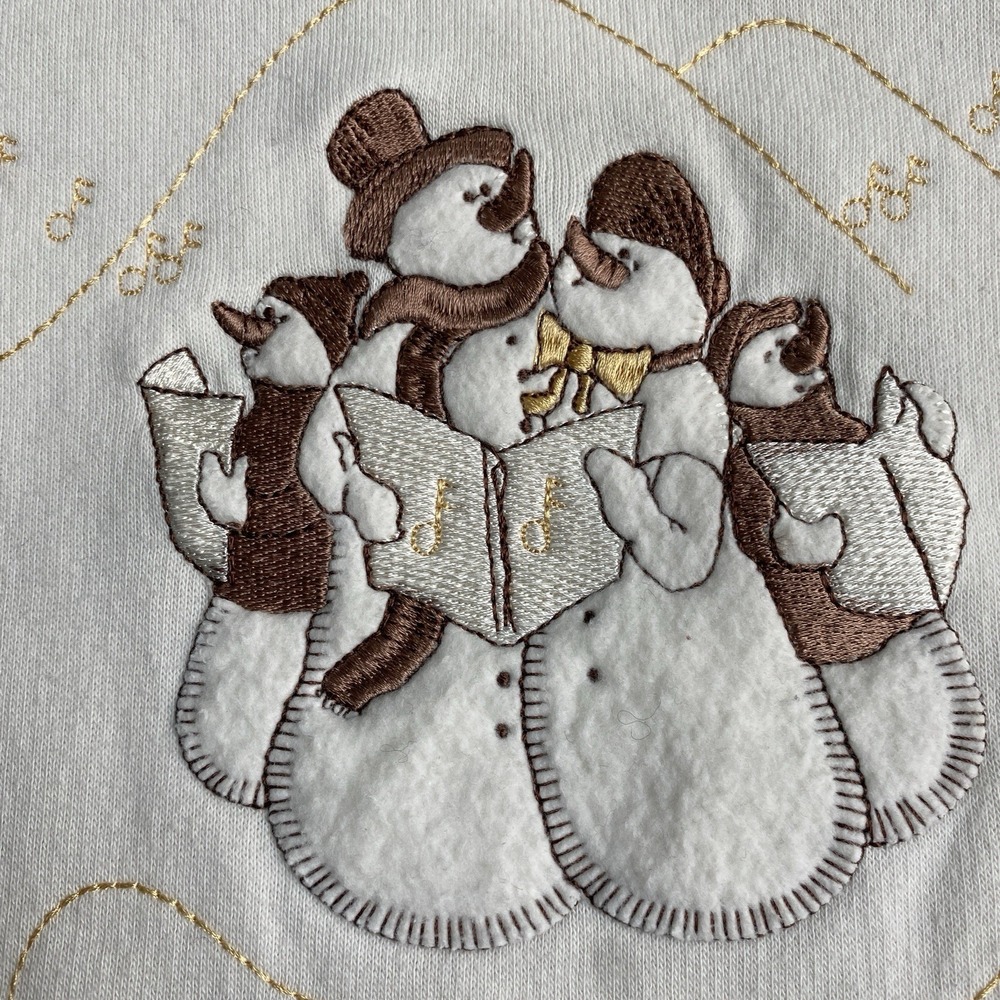 Studio Works Vintage Snowman‎ Caroling Long Sleeve Sweatshirt Size Medium 1425 - Picture 3 of 6
